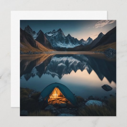 Tent, bergen en het meer Camping Theme Art (Voorkant / Achterkant)
