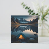 Tent, bergen en het meer Camping Theme Art (Staand voorkant)
