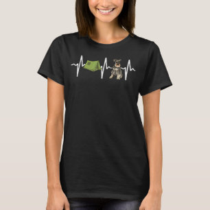 Tent Camping Miniatuur Schnauzer Heartbeat Dog T-shirt