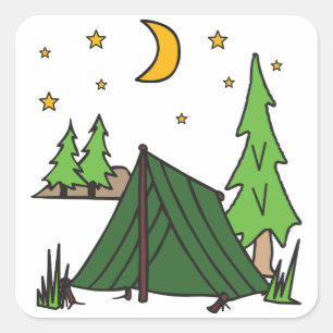 Tent Camping Vierkante Sticker