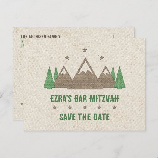 Tent Canvas Camping Bar Mitzvah De datum opslaan Briefkaart (Voorkant / Achterkant)