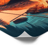 Tent en Campfire Kleuren Kunst Poster (Hoek)