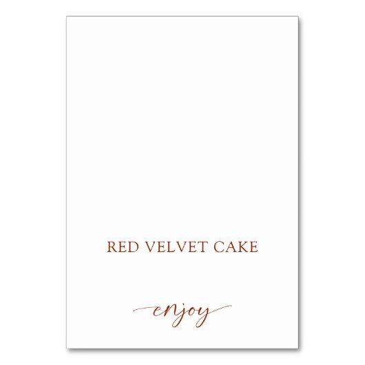 Tent Food Label Bruiloft Buffet Terracotta Roest Kaart (Voorkant)