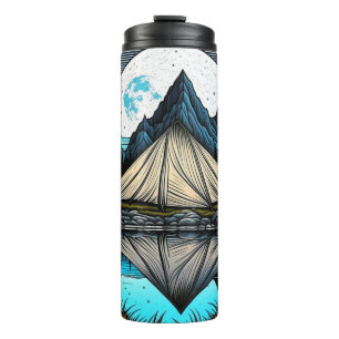 Tent in de Bergen Lake Reflectie Thermosbeker