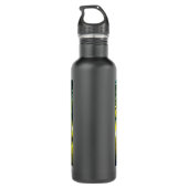 Tent in een prachtig bos bij een meer waterfles  (Achterkant)