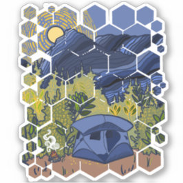 Tent Kamperen in de bergen Sticker