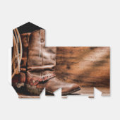 Tent Papier Favor Box Cowboy Laarzen Schuur Hout R Bedankdoosjes (Uitgevouwen)