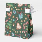 Tent Party Favor Gift Box Green Christmas Pattern Bedankdoosjes (Achterkant)