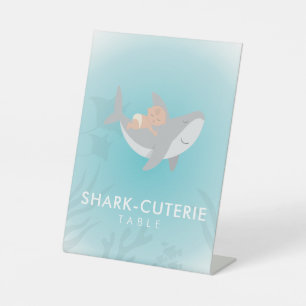 Tent Tent Sign Sweet Shark Baby Buffet Reclamebord Met Voetstuk