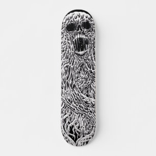 Tentacle-kunst met zwarte en witte schedel skateboard