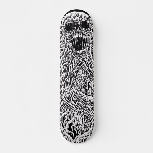 Tentacle-kunst met zwarte en witte schedel skateboard (Voorkant)