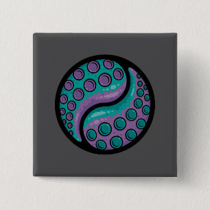 Tentacle Yin Yang Vierkante Button 5,1 Cm