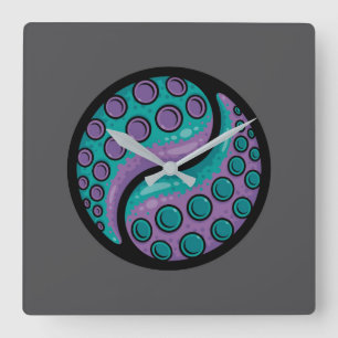 Tentacle Yin Yang Vierkante Klok