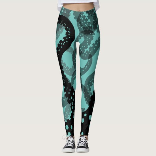 Tentacles de mer estampillé vert Leggings (Devant)
