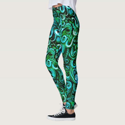 Tentacles de pieuvre vert Leggings Sea Steampunk (Gauche)