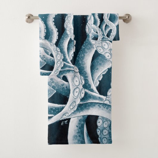 Tentacles Galaxy Blue Moon Rays Bad Handdoek (Insitu)