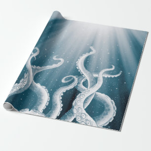 Tentacles Galaxy Blue Moon Rays Cadeaupapier