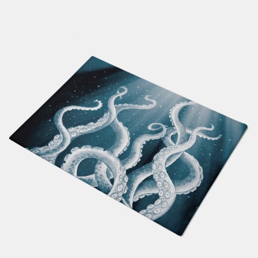 Tentacles Galaxy Blue Moon Rays Deurmat (Schuin)