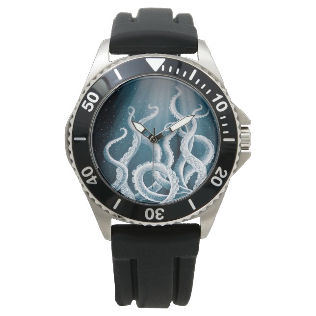 Tentacles Galaxy Blue Moon Rays Horloge (Voorkant)