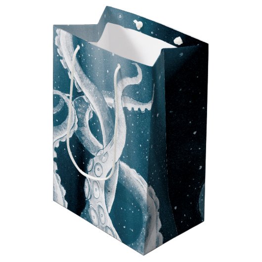 Tentacles Galaxy Blue Moon Rays Medium Cadeauzakje (Voorkant Gekanteld)
