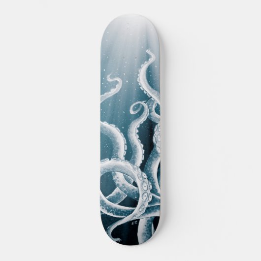 Tentacles Galaxy Blue Moon Rays Skateboard (Voorkant)
