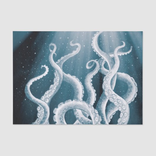 Tentacles Galaxy Blue Moon Rays Tissuepapier (Voorkant)