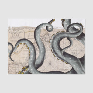 Tentacles Grey Map Tissuepapier