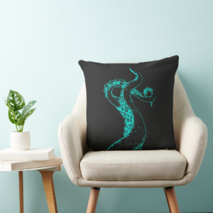 tentacules de pieuvre aqua sur coussin noir