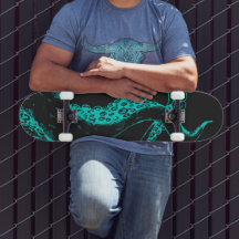 tentacules de poulpe aqua sur skateboard noir
