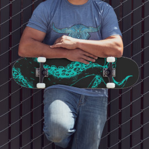tentacules de poulpe aqua sur skateboard noir