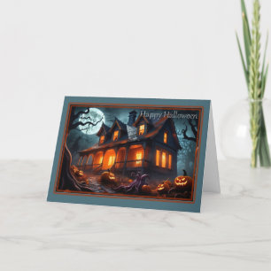 Tentacules et Maison Hantée Carte de Halloween