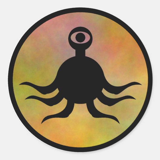 Tentakel Monster Hazard Ronde Sticker (Voorkant)