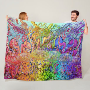 Tentakel Regenboog Dekbed Fleece Deken