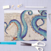 Tentakels donkerblauwe kaart  tissuepapier (Craft)