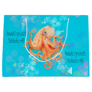 Tentakels van gepersonaliseerde octopus met bellen groot cadeauzakje