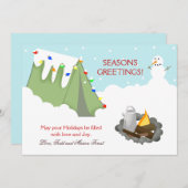 Tente Camping Neige Carte de Noël (Devant / Derrière)