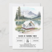 Tente d'aquarelle dans la forêt Invitation d'anniv (Devant)