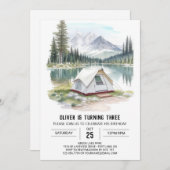 Tente d'aquarelle dans la forêt Invitation d'anniv (Devant / Derrière)
