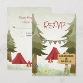 Tentes de camping Campfire Woodland Wedding Carte (Devant / Derrière)