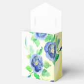 Tentstijl Blauwe Aquarel Roos Bruiloft Bedankdoosjes (Geopend)