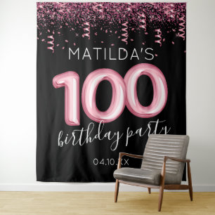 Tenture 100e anniversaire noir rose toile de fond photo
