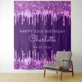 Tenture 10e anniversaire fête violet rose parties scintill (En situation)