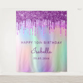 Tenture 10e anniversaire violet parties scintillant rose h (Devant)