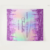 Tenture 10e anniversaire violet rose holographique (Devant (Horizontal))