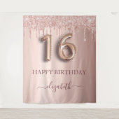 Tenture 16e anniversaire blush rose rose rose or parties s (Devant)