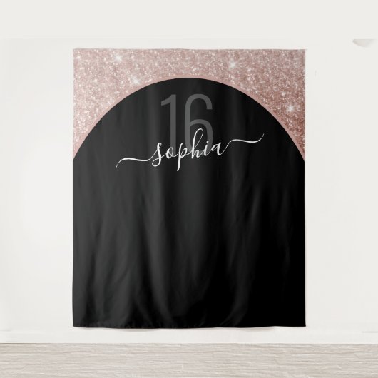 Tenture 16e Anniversaire Rose Gold Pailleté Arche Personna (Devant)