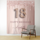 Tenture 18e anniversaire blush rose rose or parties scinti (En situation)
