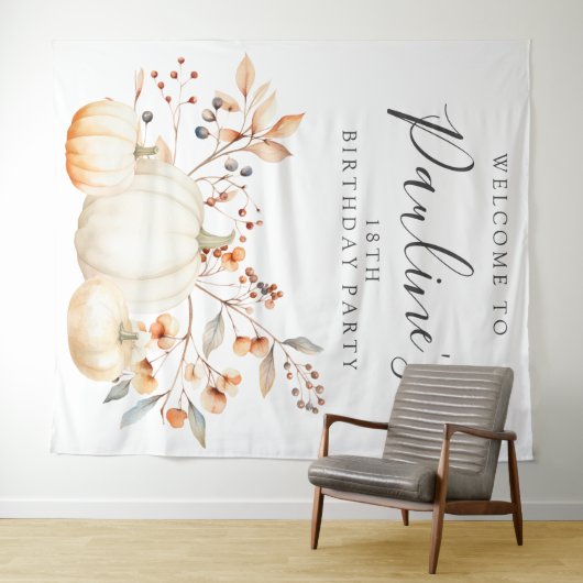 Tenture 18e anniversaire fête d'automne Citrouilles Feuill (En situation (horizontale))