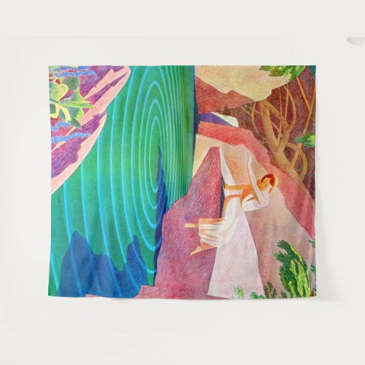 Tenture 1931 femme art déco par un étang (Devant (Horizontal))