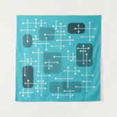 Tenture 1950 Eames Era Art Crosshairs Turquoise (Devant (Horizontal))